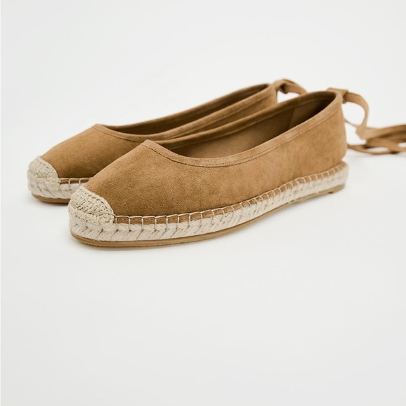 NEW Zara Suede Lace Up Espadrilles 7.5 - Picture 2 of 6